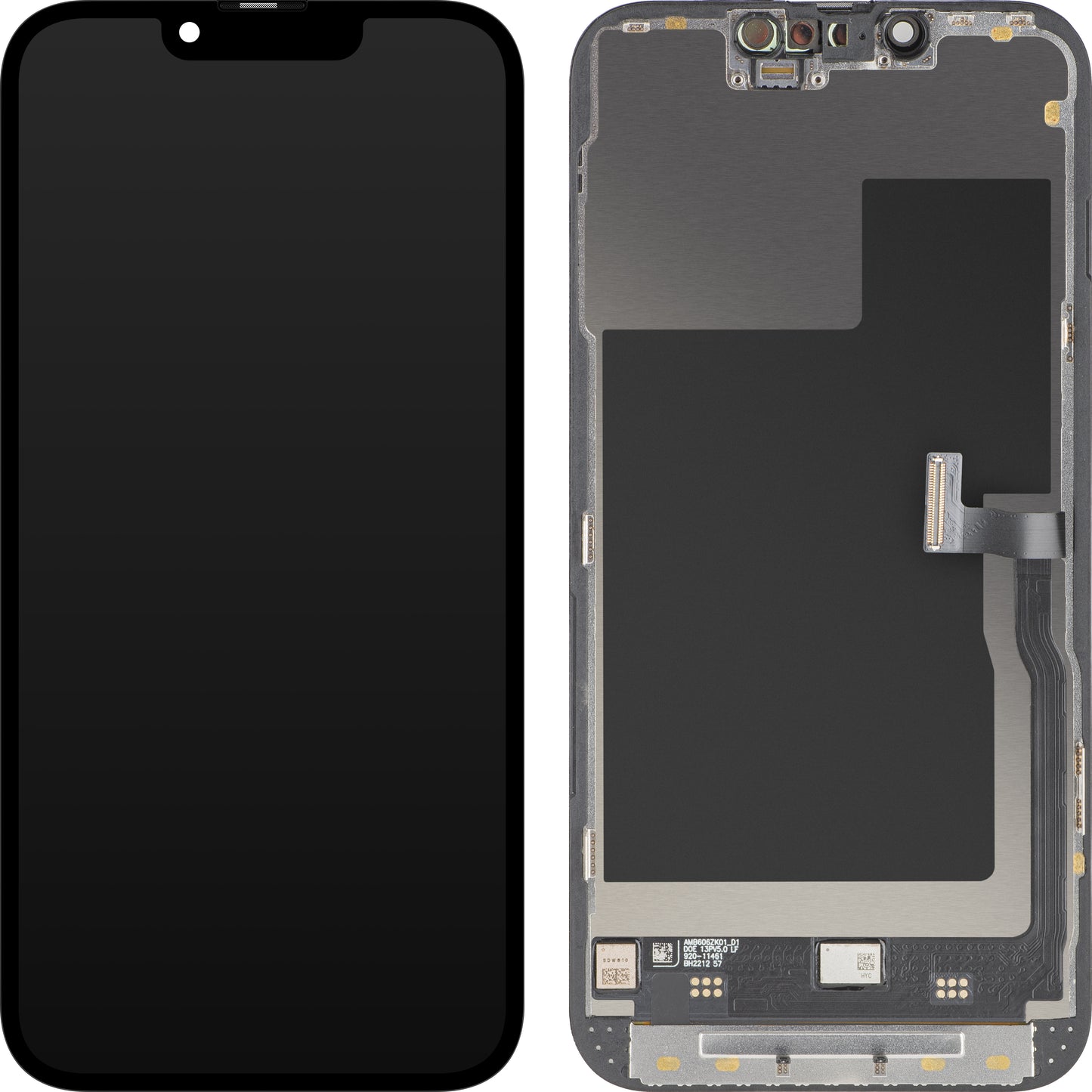 Display med MP Touchscreen kompatibel med Apple iPhone 13 Pro, med ramme, Premium Soft OLED FHD 120Hz versjon, Svart