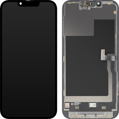 Display med MP Touchscreen kompatibel med Apple iPhone 13 Pro, med ramme, Premium Soft OLED FHD 120Hz versjon, Svart
