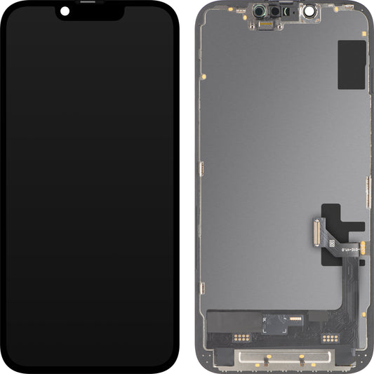 Display med MP Touchscreen kompatibel med Apple iPhone 16e, med ramme, Soft OLED FHD 120Hz IC Movable versjon, Svart