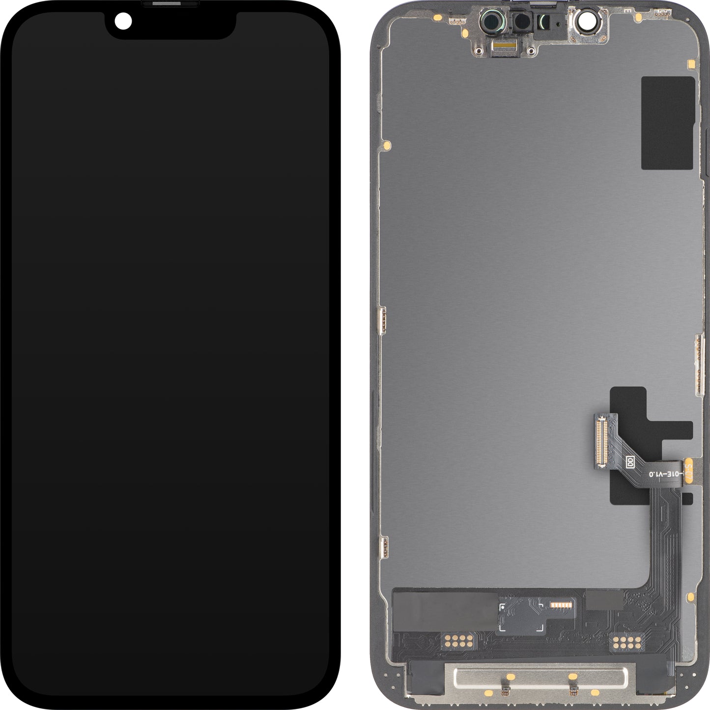 MP berøringsskjermdisplay kompatibel med Apple iPhone 17e / 16e, med ramme, Soft OLED FHD 120Hz IC flyttbar versjon, svart