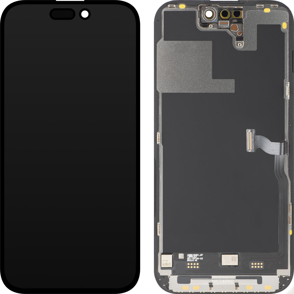 MP berøringsskjermdisplay kompatibelt med Apple iPhone 14 Pro, med ramme, Premium Soft OLED FHD 120Hz diagnostisk versjon, svart