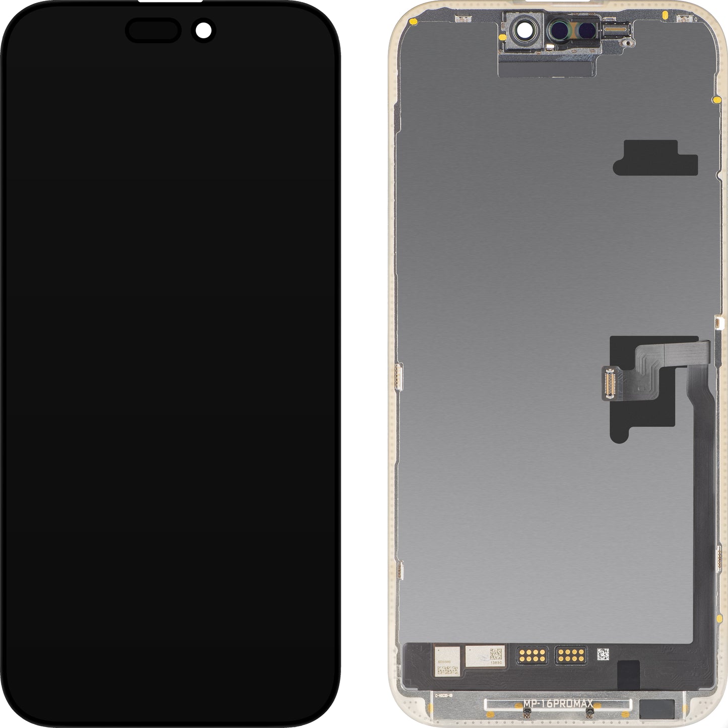 MP berøringsskjermdisplay kompatibelt med Apple iPhone 16 Pro Max, med ramme, OLED FHD diagnostisk programvareversjon, svart