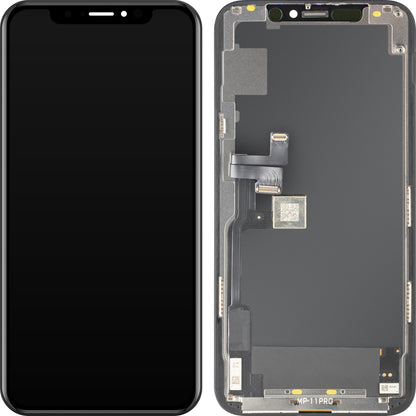 MP berøringsskjermdisplay kompatibel med Apple iPhone 11 Pro, med ramme, OLED FHD IC flyttbar versjon, svart