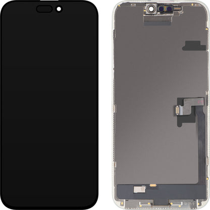 MP berøringsskjermdisplay kompatibelt med Apple iPhone 16 Pro Max, med ramme, OLED FHD IC flyttbar versjon, svart, bytte
