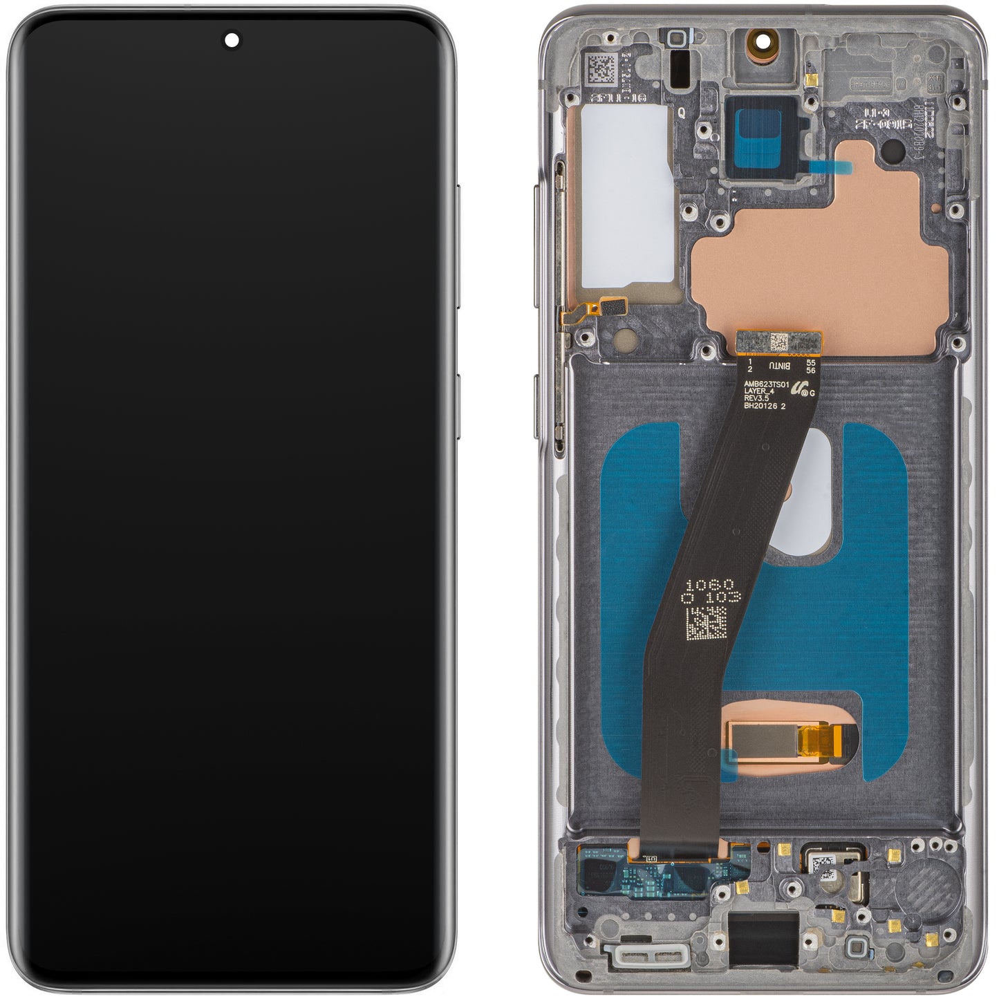 MP berøringsskjermdisplay kompatibelt med Samsung Galaxy S20 5G G981 / S20 G980, med ramme, OLED-versjon, svart