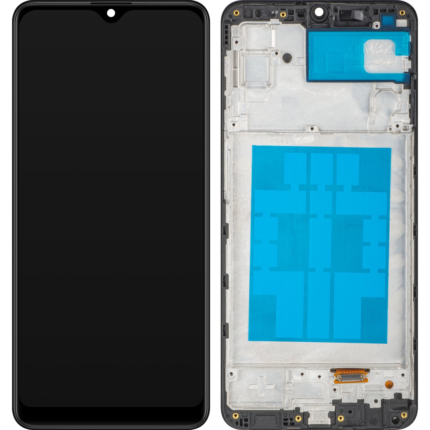MP berøringsskjermdisplay kompatibelt med Samsung Galaxy M32 M325, med ramme, svart