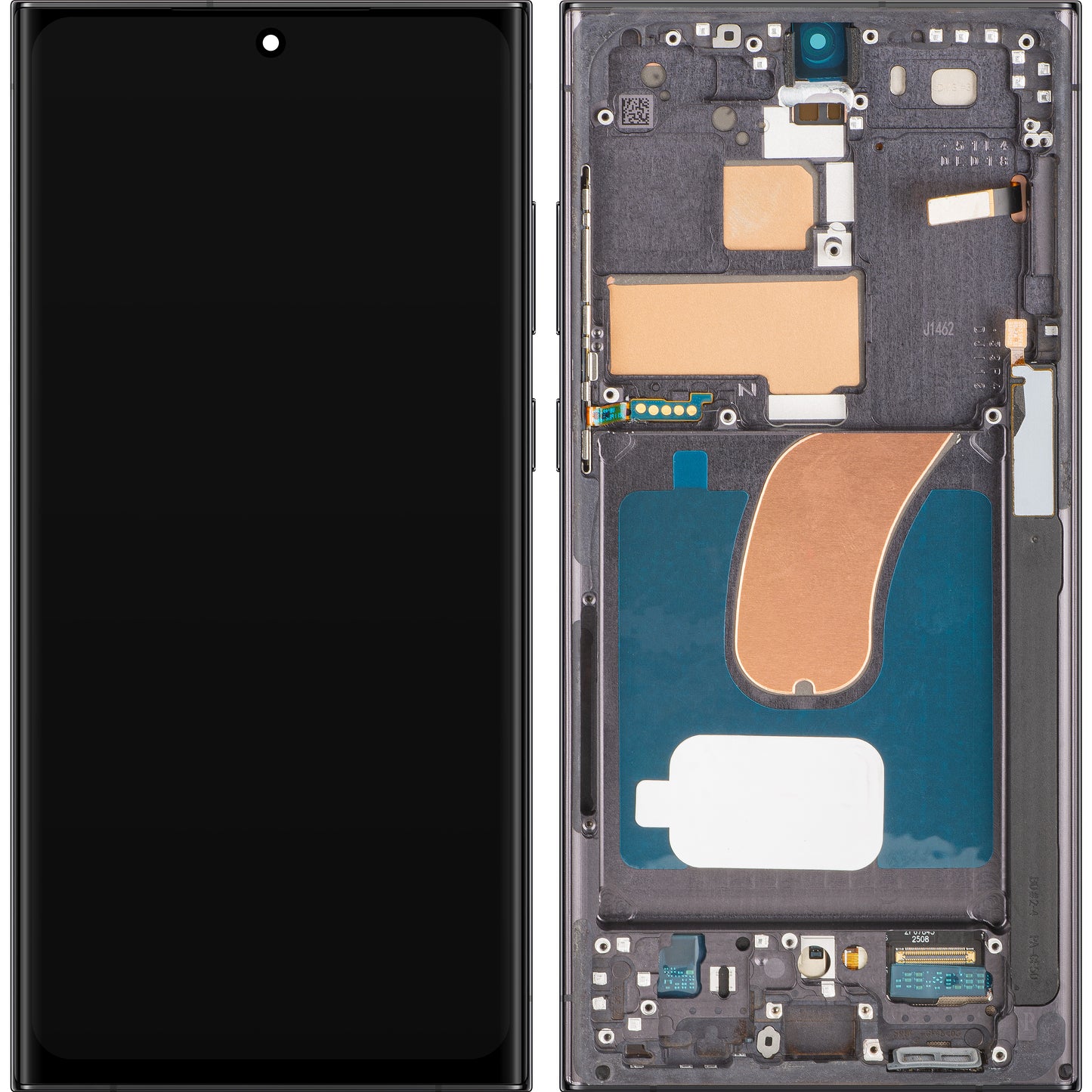 MP berøringsskjermdisplay kompatibelt med Samsung Galaxy S23 Ultra S918, med ramme, OLED-versjon, svart, bytte