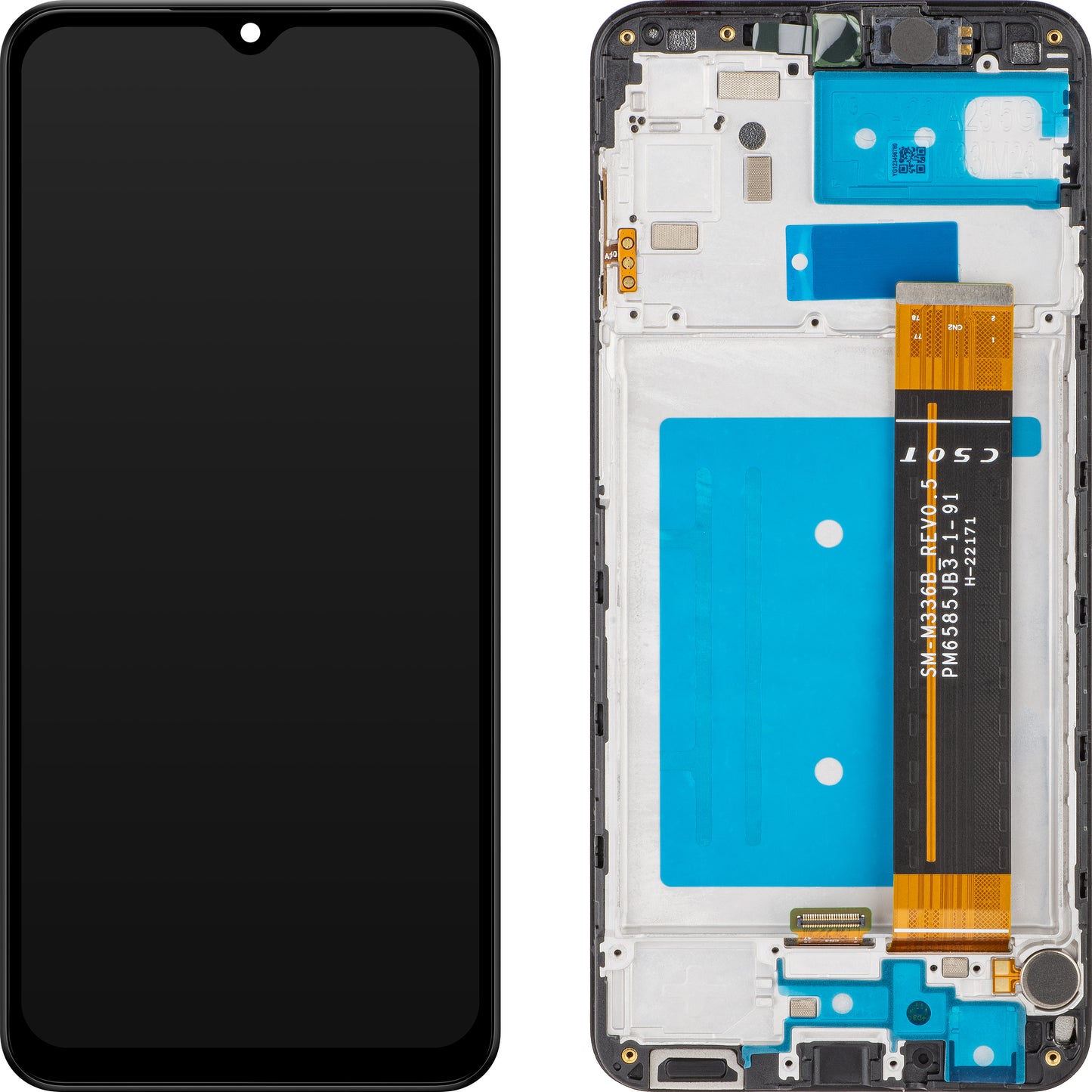 MP berøringsskjermdisplay kompatibelt med Samsung Galaxy A23 A235, med ramme, svart, forseglet