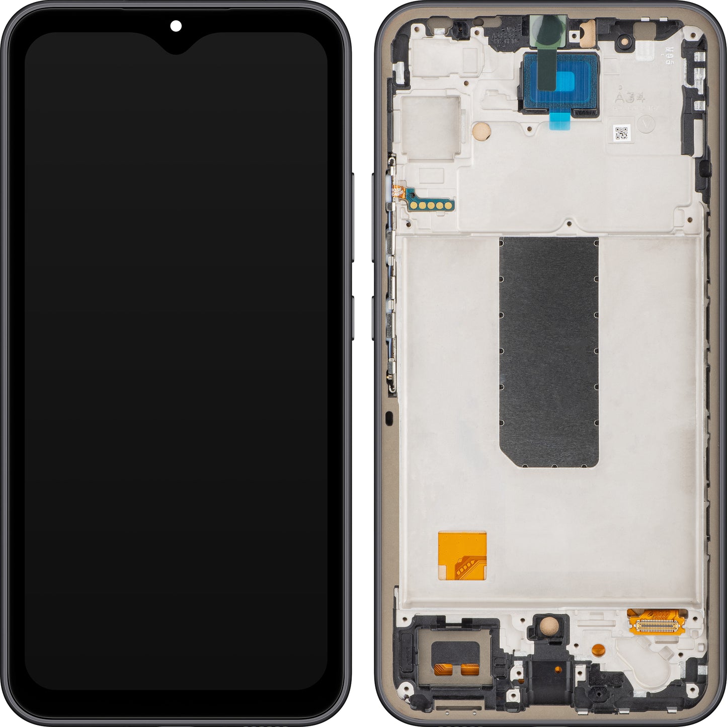 MP berøringsskjermdisplay kompatibelt med Samsung Galaxy A34 A346, med ramme, svart (grafitt), forseglet på nytt