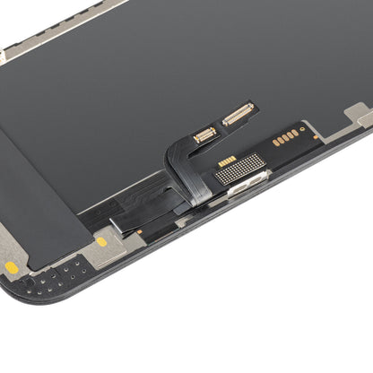 MP berøringsskjermdisplay kompatibelt med Apple iPhone 12 / 12 Pro, med ramme, OLED FHD IC flyttbar versjon, svart