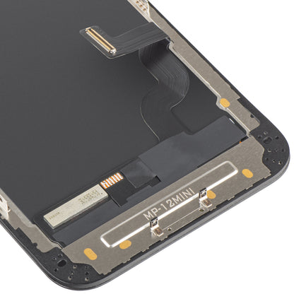 MP berøringsskjermdisplay kompatibel med Apple iPhone 12 mini, med ramme, OLED FHD IC flyttbar versjon, svart