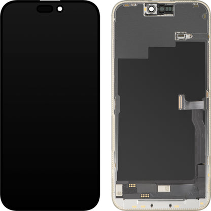 MP berøringsskjermdisplay kompatibelt med Apple iPhone 15 Pro Max, med ramme, OLED FHD diagnostisk versjon, svart, forseglet