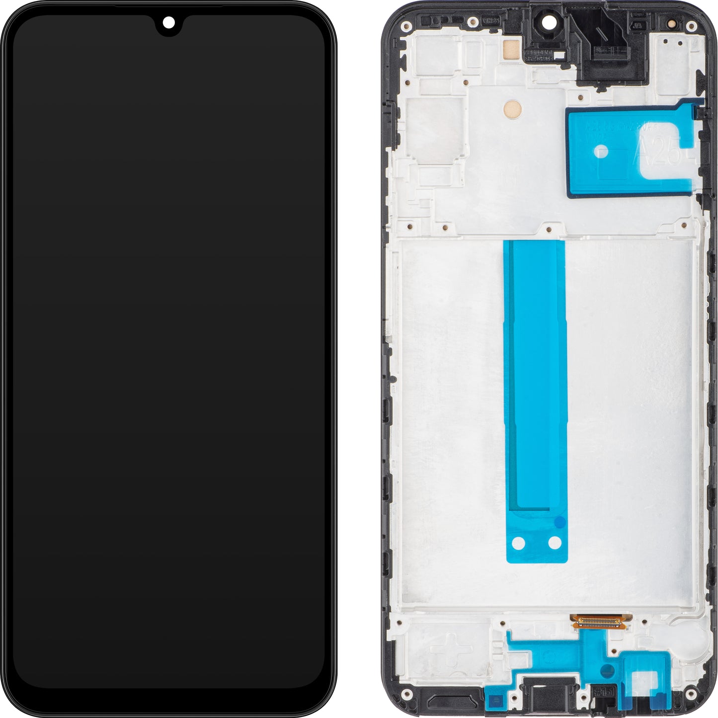 MP berøringsskjerm kompatibel med Samsung Galaxy A25 A256, med ramme, svart