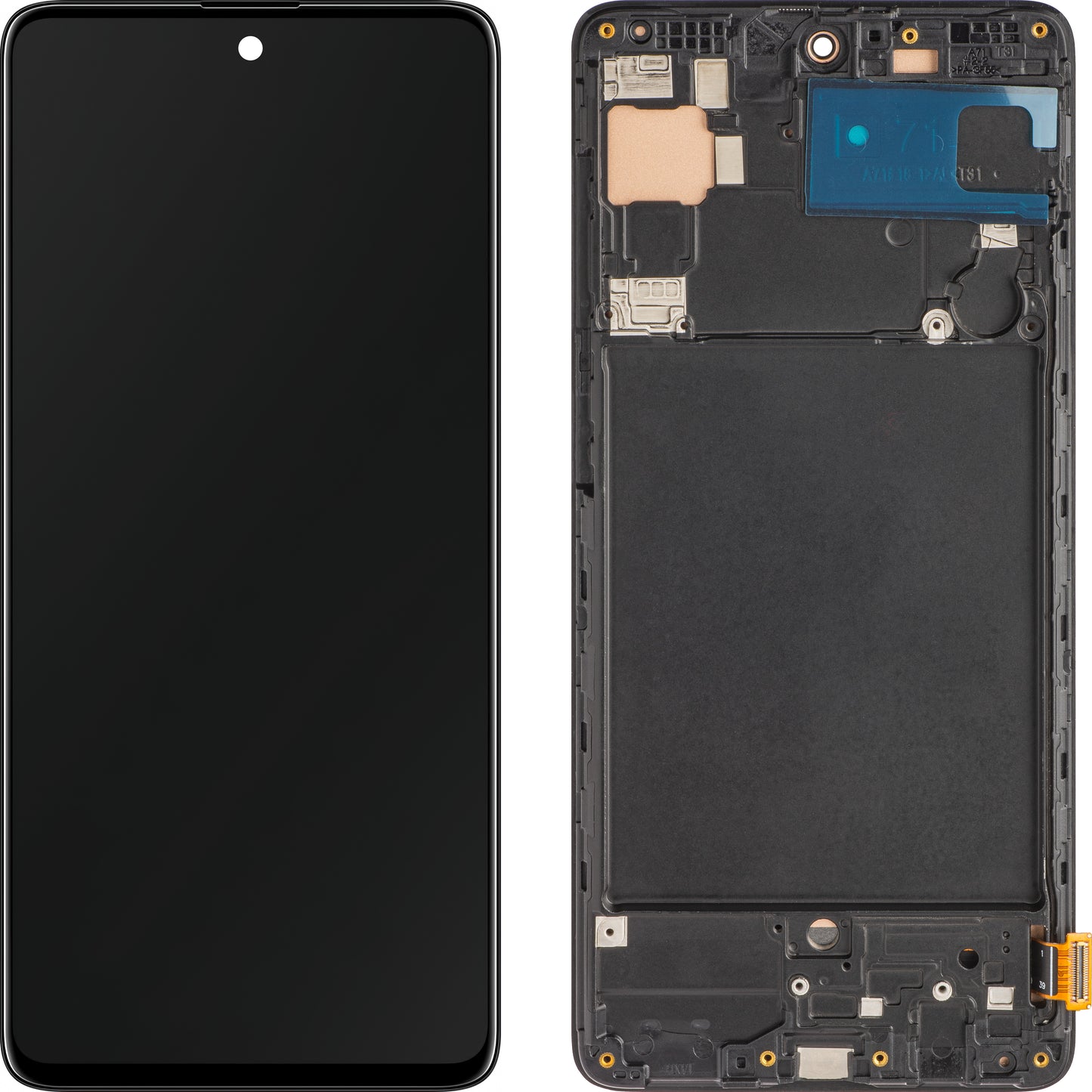 MP berøringsskjerm kompatibel med Samsung Galaxy A71 A715, med ramme, svart 