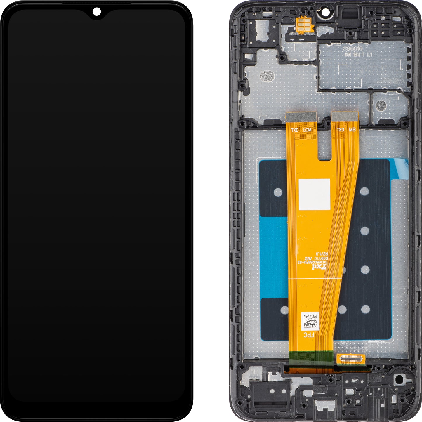 MP berøringsskjerm kompatibel med Samsung Galaxy A04 A045, med ramme, svart 