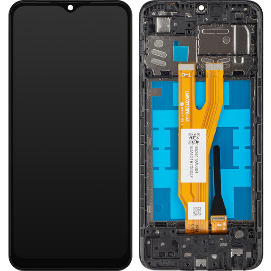 MP berøringsskjerm kompatibel med Samsung Galaxy A03 Core A032, med ramme, svart 