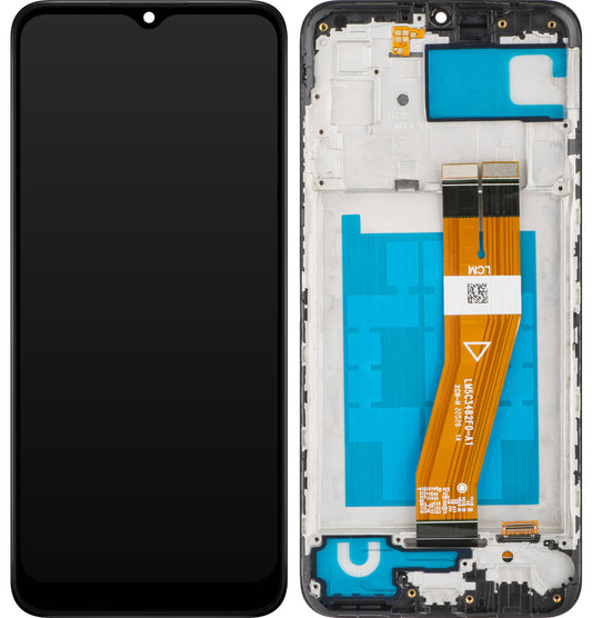 MP berøringsskjerm kompatibel med Samsung Galaxy A03 A035, med ramme, versjon F, svart 