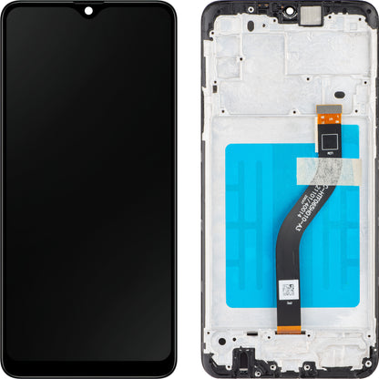 MP berøringsskjerm kompatibel med Samsung Galaxy A20s A207, med ramme, svart 