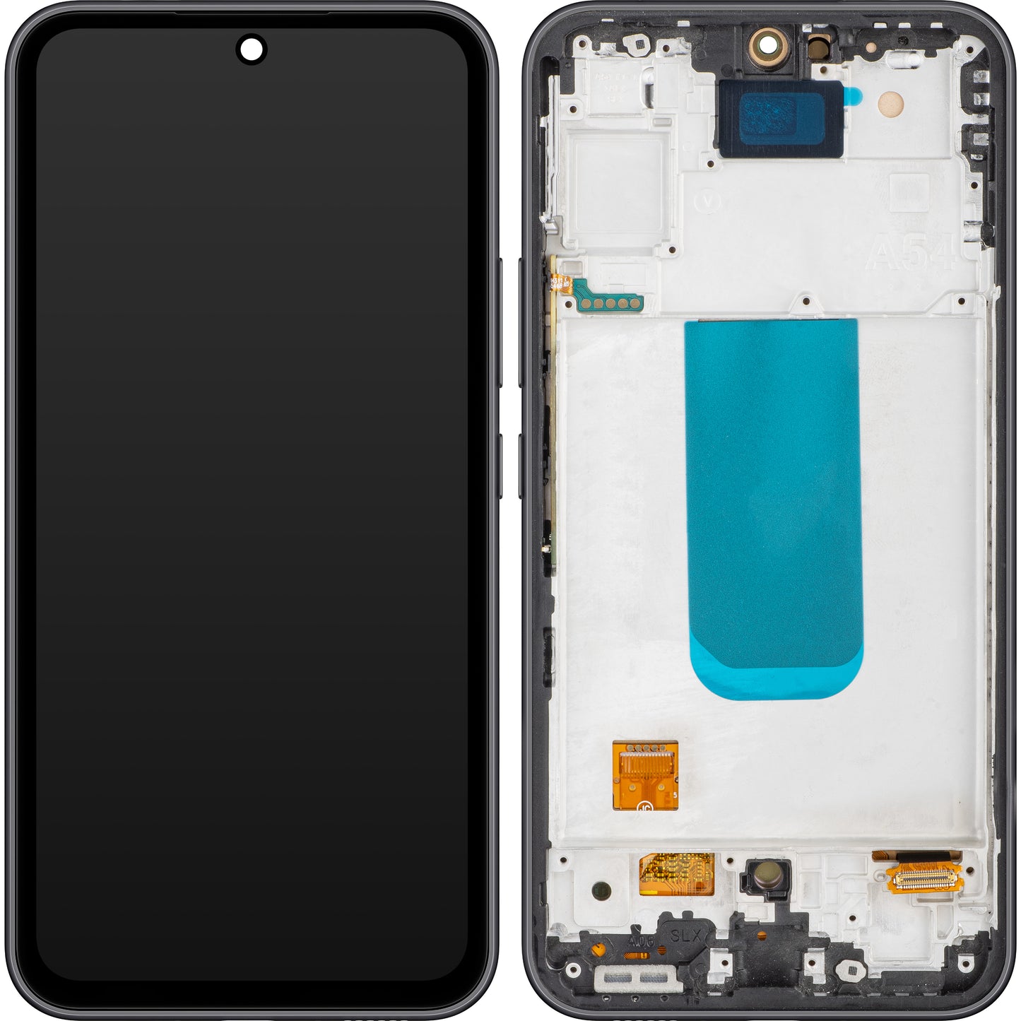 MP berøringsskjerm kompatibel med Samsung Galaxy A54 A546, med ramme, OLED-versjon, svart (grafitt) 