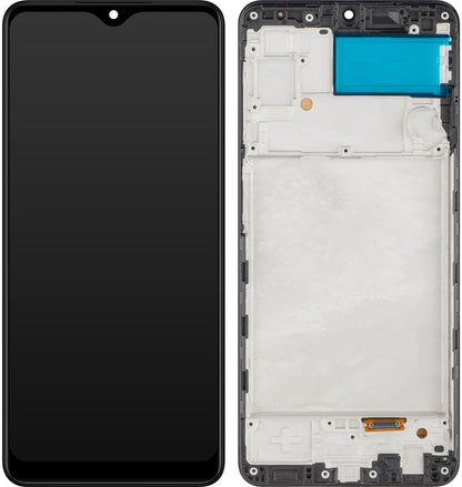 MP berøringsskjerm kompatibel med Samsung Galaxy A22 A225, med ramme, OLED-versjon, svart 