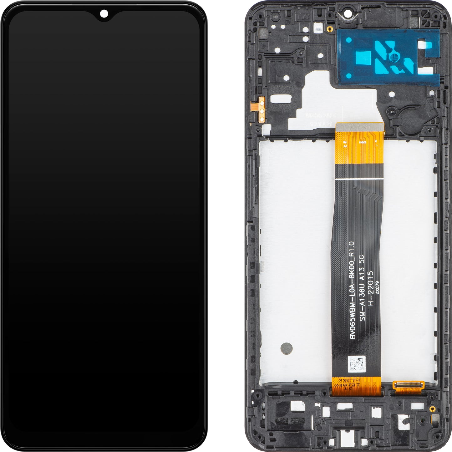 MP berøringsskjerm kompatibel med Samsung Galaxy A13 5G A136, med ramme, svart 