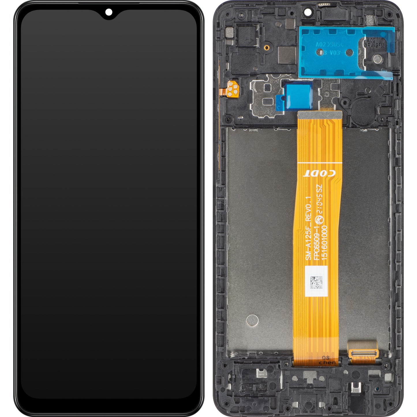 MP berøringsskjerm kompatibel med Samsung Galaxy A02 A022 / M02 M022, med ramme, svart 