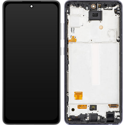 MP berøringsskjerm kompatibel med Samsung Galaxy A52 5G A526 / A52 A525 / A52s 5G A528, med ramme, OLED-versjon, svart