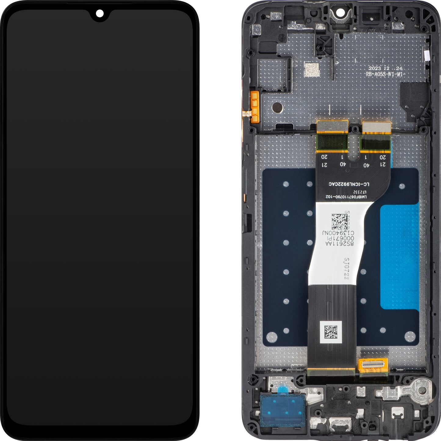 MP berøringsskjerm kompatibel med Samsung Galaxy A05s A057, med ramme, svart 