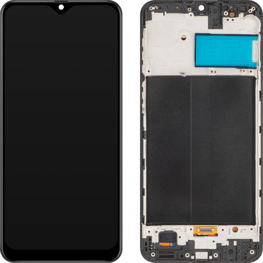 MP berøringsskjerm kompatibel med Samsung Galaxy M21 M215 / M30 M305 / M30s M307 / M31 M315, med ramme, OLED-versjon, svart