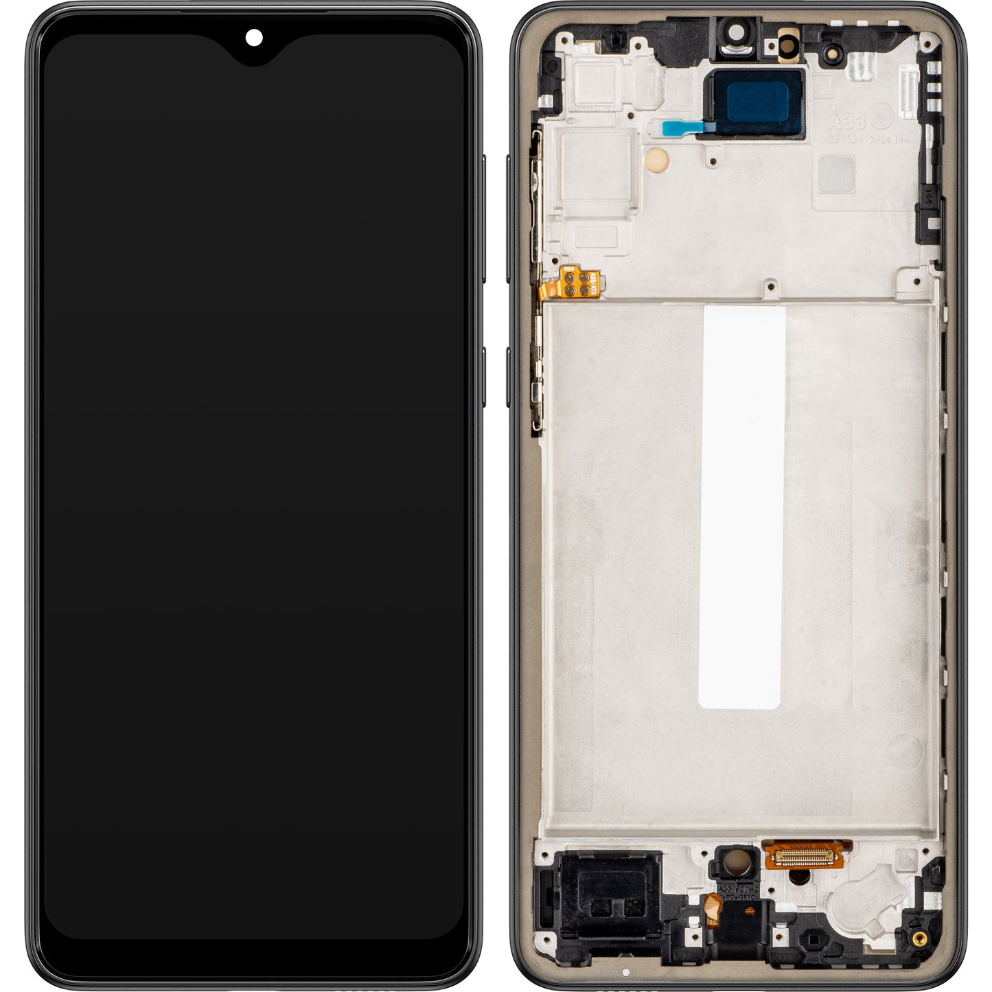 MP berøringsskjerm kompatibel med Samsung Galaxy A33 5G A336, med ramme, OLED-versjon, svart 