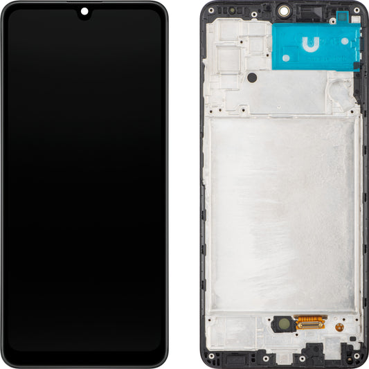 MP berøringsskjerm kompatibel med Samsung Galaxy A32 A325, med ramme, OLED-versjon, svart 