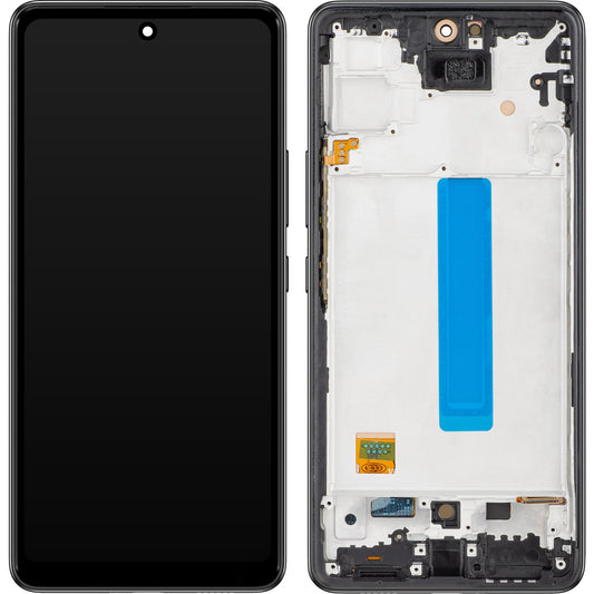 MP berøringsskjerm kompatibel med Samsung Galaxy A53 5G A536, med ramme, OLED-versjon, svart