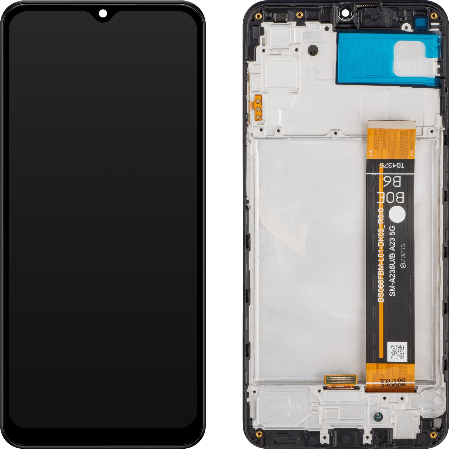 MP berøringsskjerm kompatibel med Samsung Galaxy A23 5G A236, med ramme, svart 