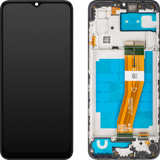 Display med MP Touchscreen kompatibel med Samsung Galaxy A03 A035, med ramme, Versjon G, Svart