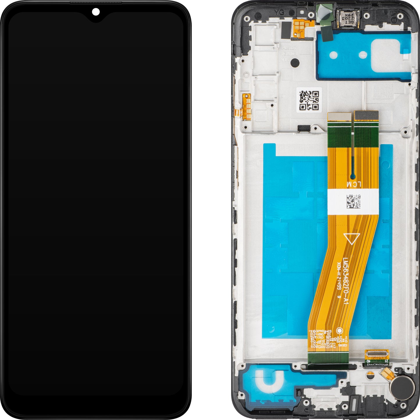 MP berøringsskjerm kompatibel med Samsung Galaxy A03s A037, med ramme, G-versjon, svart 