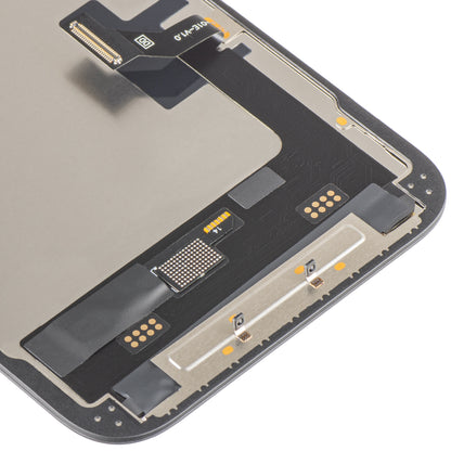MP berøringsskjermdisplay kompatibel med Apple iPhone 17e / 16e, med ramme, Soft OLED FHD 120Hz IC flyttbar versjon, svart