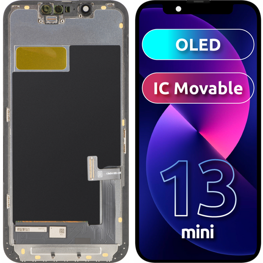 Display med MP Touchscreen kompatibel med Apple iPhone 13 mini, med ramme, OLED FHD IC Movable versjon, Svart