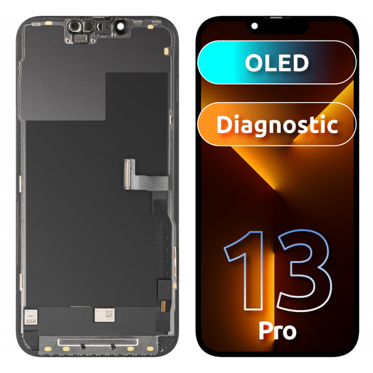 Display med MP Touchscreen kompatibel med Apple iPhone 13 Pro, med ramme, OLED FHD Diagnostic versjon, Svart