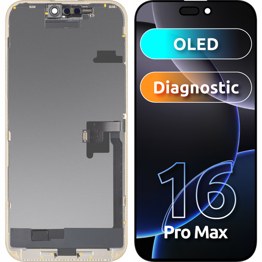Display med MP Touchscreen kompatibel med Apple iPhone 16 Pro Max, med ramme, OLED FHD Diagnostic versjon, Svart