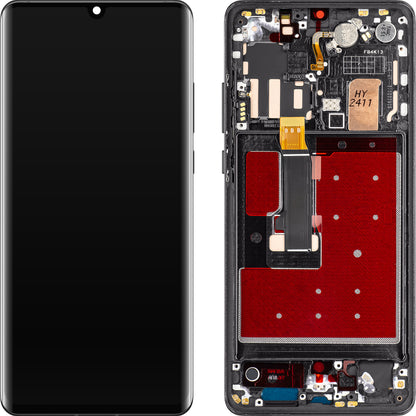 MP berøringsskjerm kompatibel med Huawei P30 Pro, med ramme, OLED-versjon, svart 