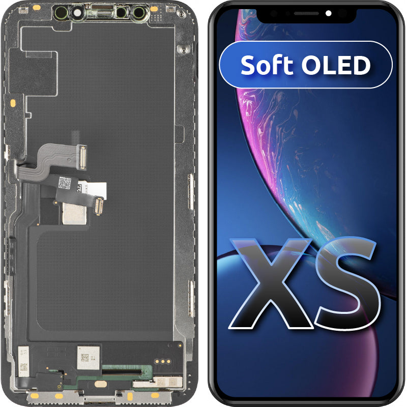 Display med MP Touchscreen kompatibel med Apple iPhone XS, med ramme, Soft OLED FHD-versjon, Svart