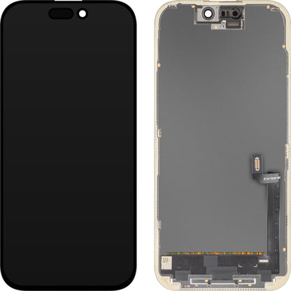 MP berøringsskjermdisplay kompatibelt med Apple iPhone 17, med ramme, OLED FHD IC Movable-versjon, svart
