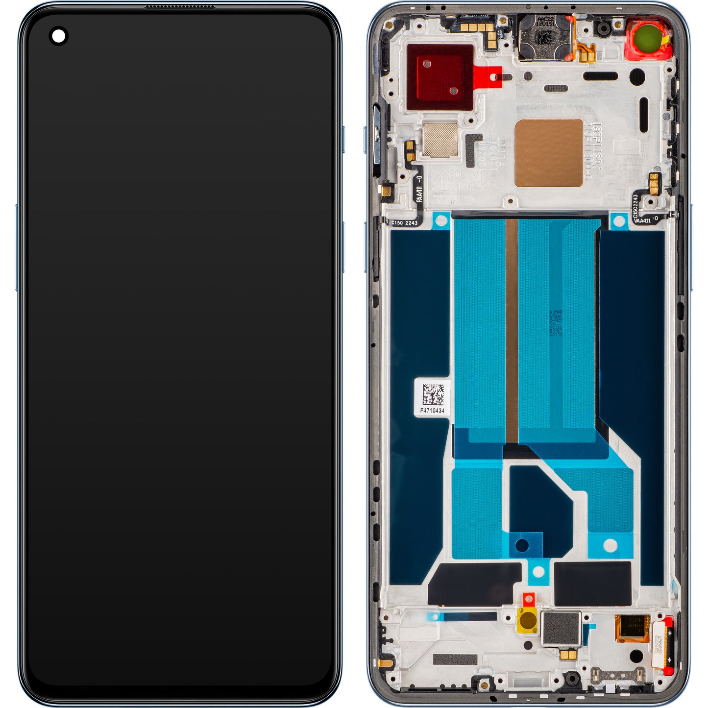 OnePlus Nord 2 5G berøringsskjerm med ramme, blå (Blue Haze), Service Pack 4907924