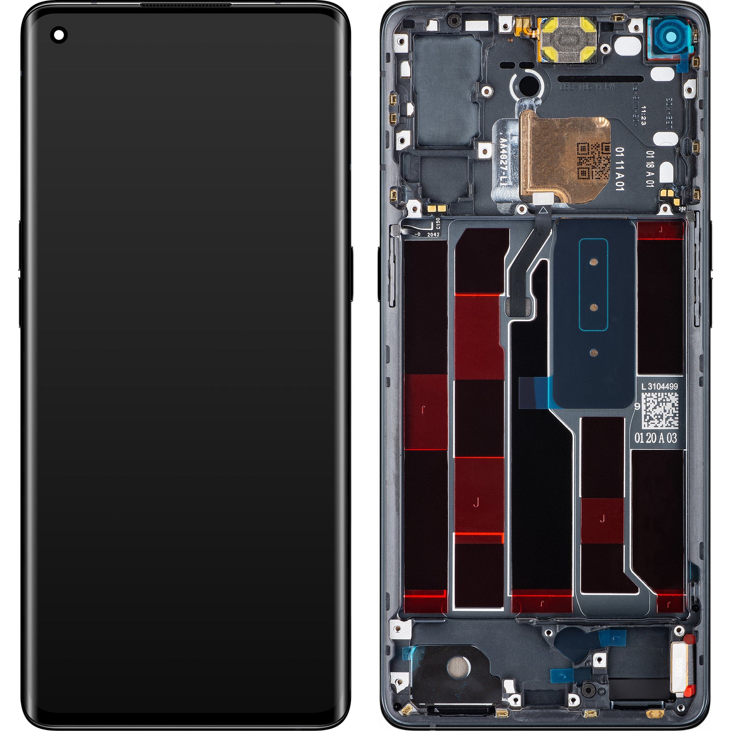 Display med berøringsskjerm Oppo Reno4 Pro 5G, med ramme, svart (Space Black), Service Pack 4904736