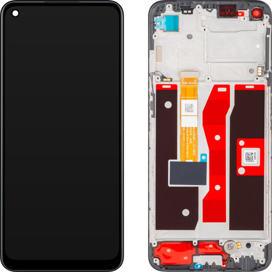 Display med Touchscreen Oppo A54, med ramme, Svart (Crystal Black), Service Pack 4907222