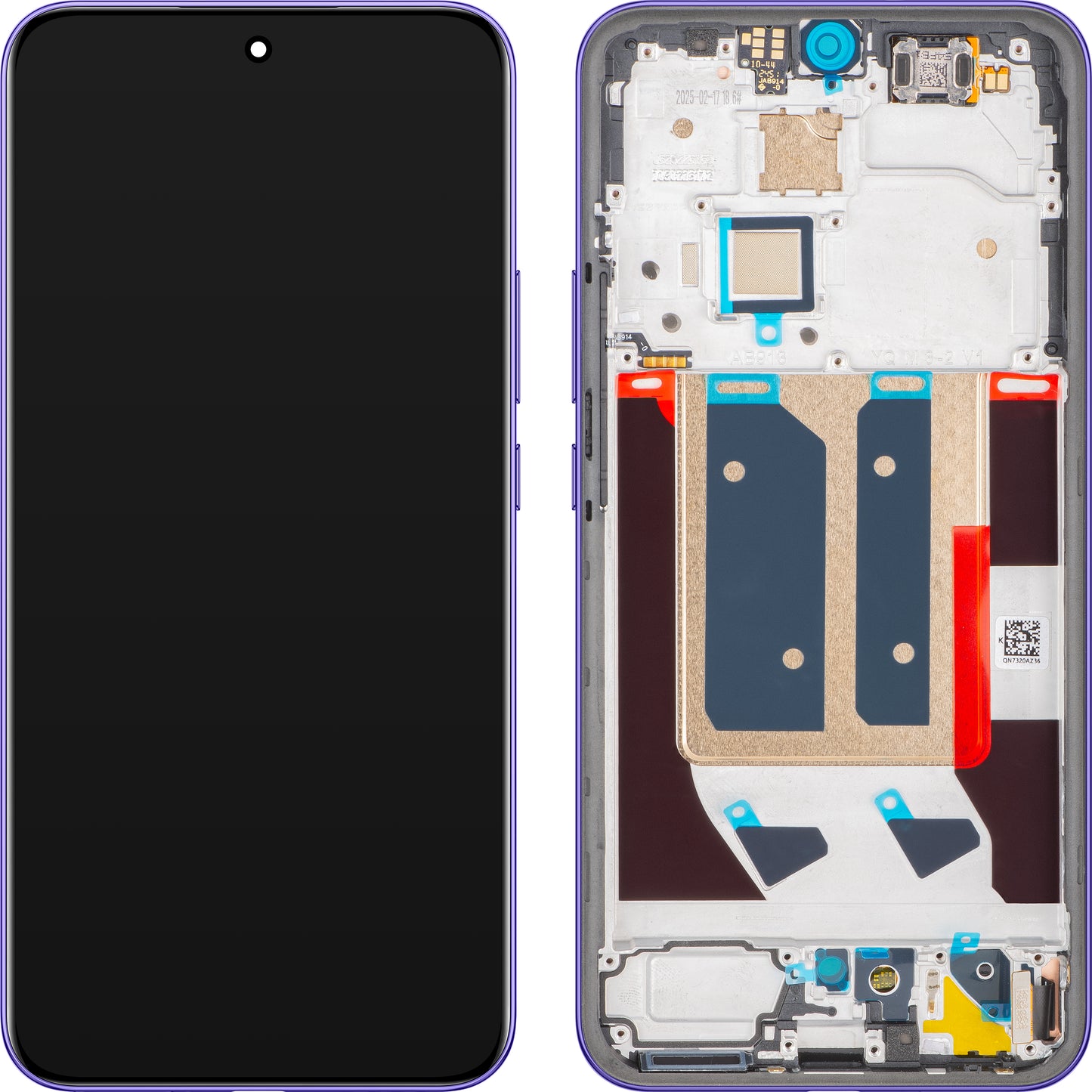 Display med Touchscreen Realme 14 Pro+, med Ramme, Lilla (Bikaner Purple), Service Pack 621039000081
