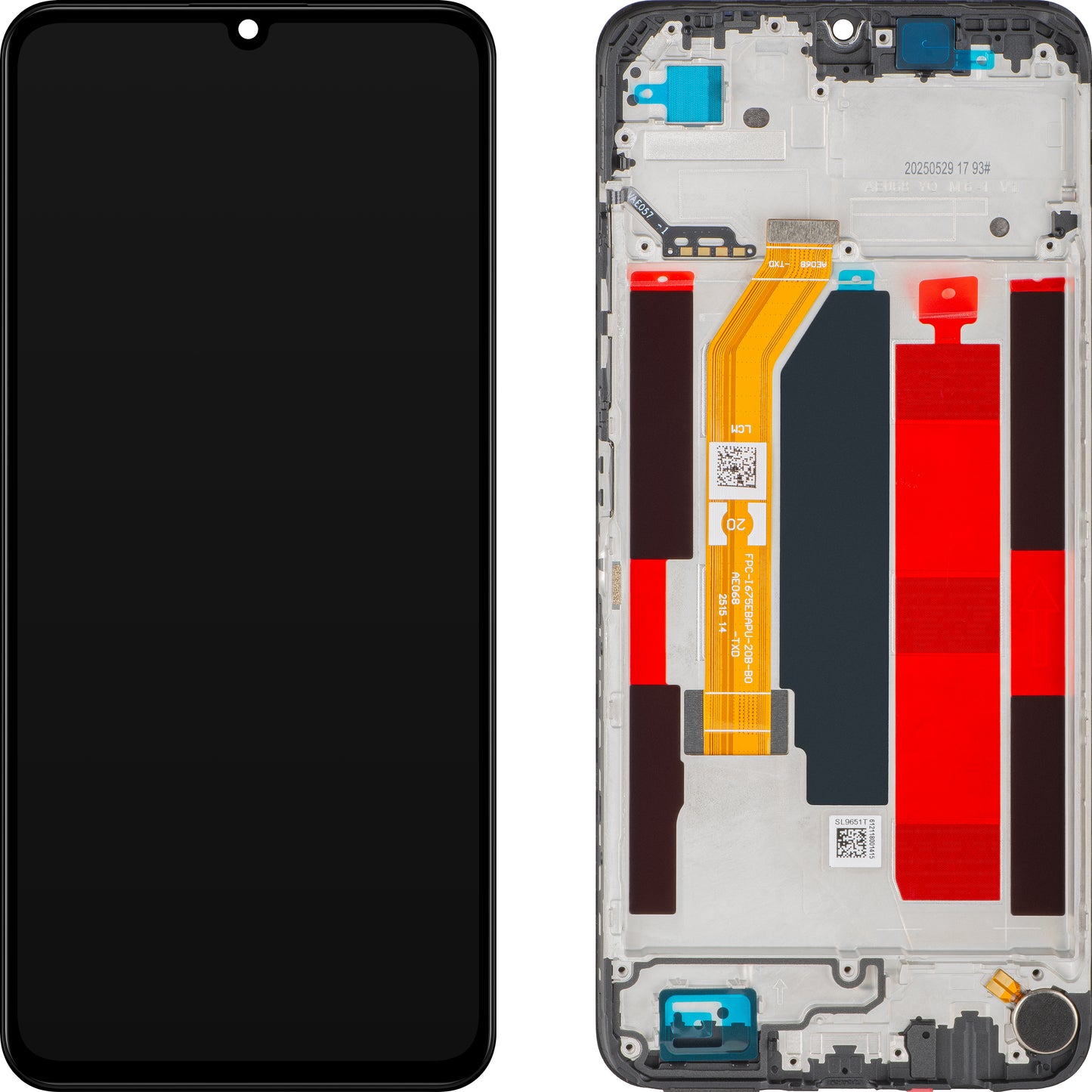 Display med Touchscreen Realme Note 70T, med Ramme, Svart (Obsidian Black), Service Pack 621029000609