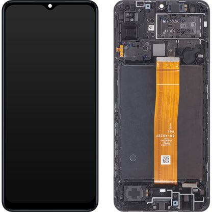Samsung Galaxy M12 M127 berøringsskjermdisplay med ramme, svart, Swap GH82-25042A