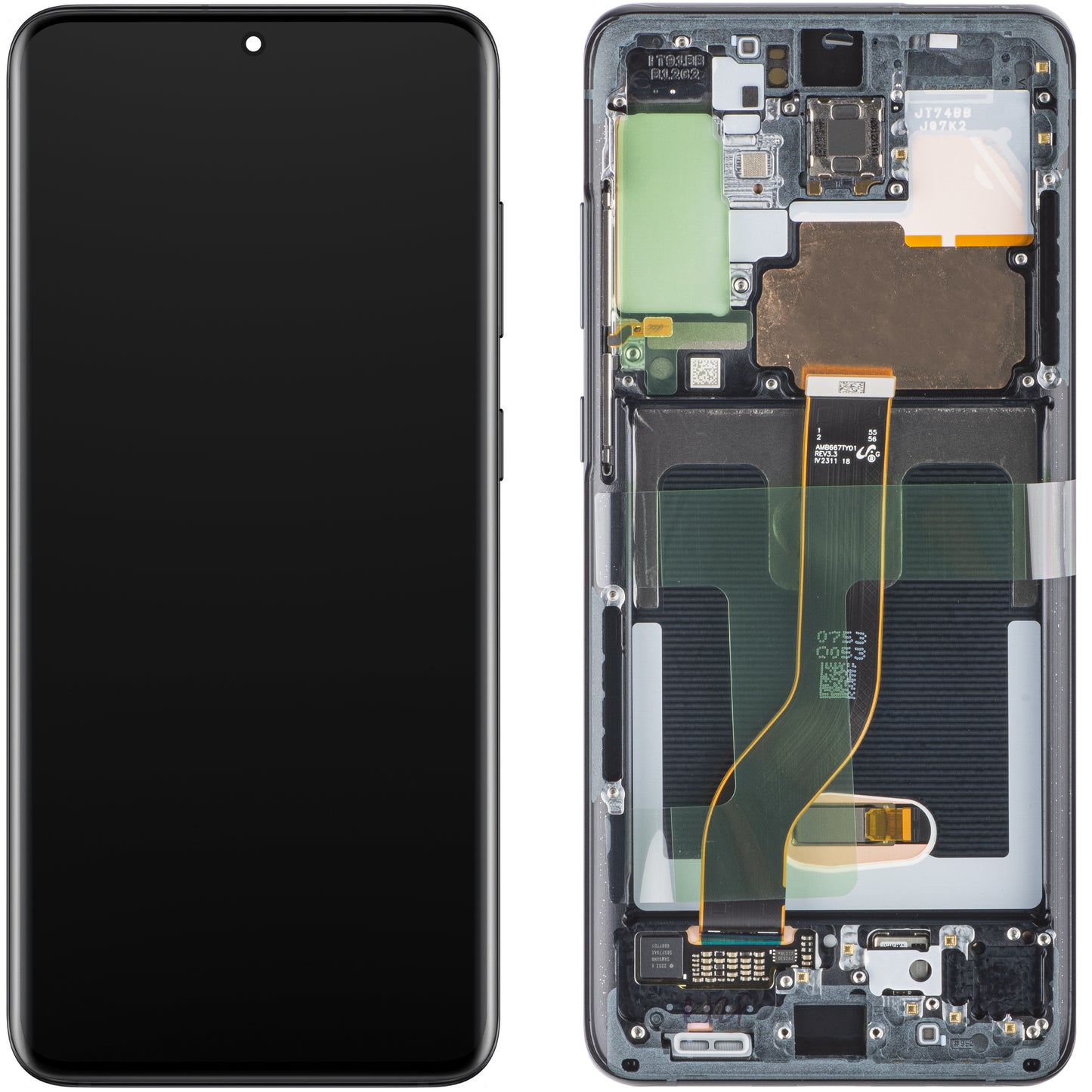 Berøringsskjerm Samsung Galaxy Galaxy S20+ 5G G986 / S20+ G985, med ramme, svart, servicepakke GH82-3144441A 