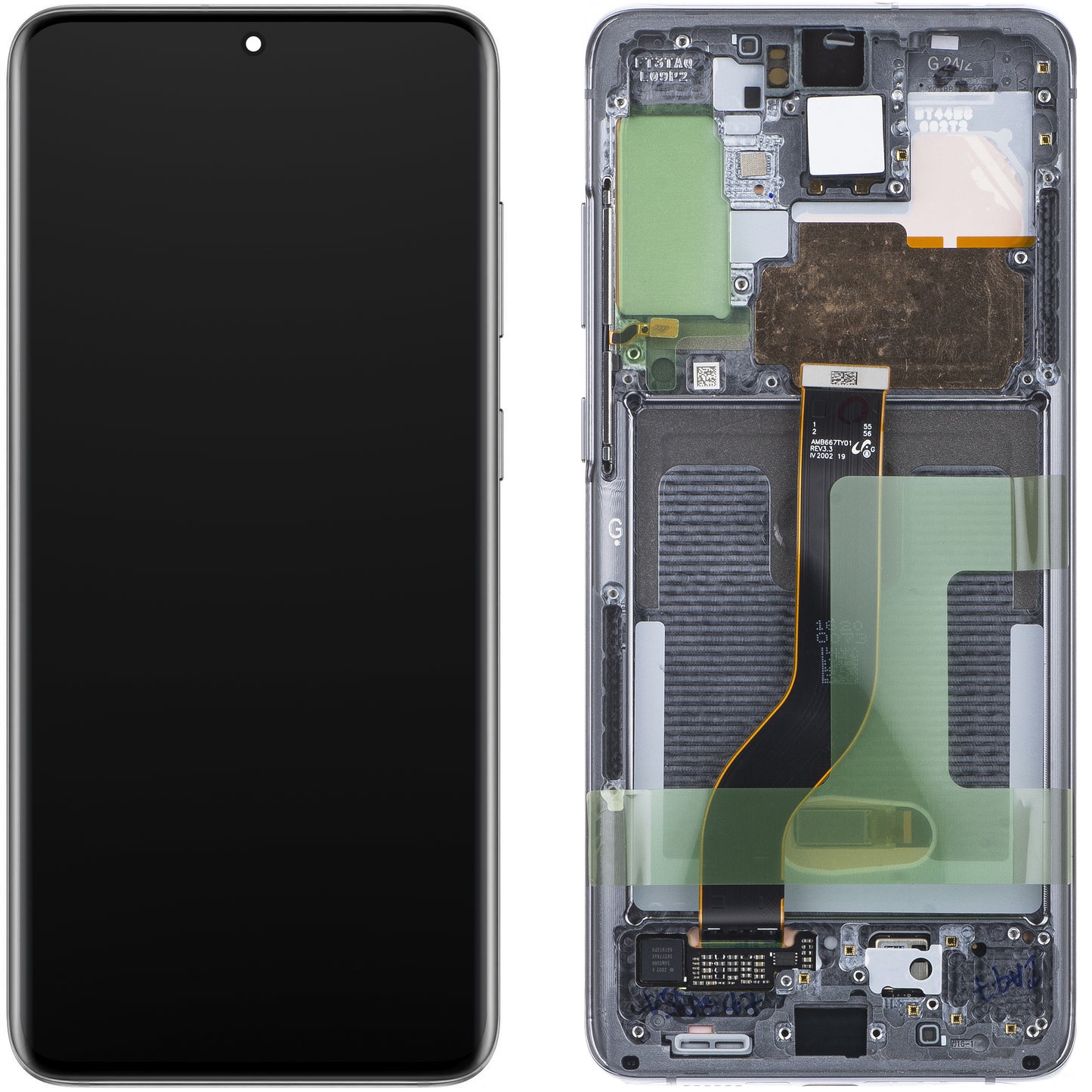 Berøringsskjerm Samsung Galaxy Galaxy S20 5G G981 / S20 G980, med ramme, svart (kosmisk grå), Servicepakke GH82-31432A, Servicepakke GH82-31432A 
